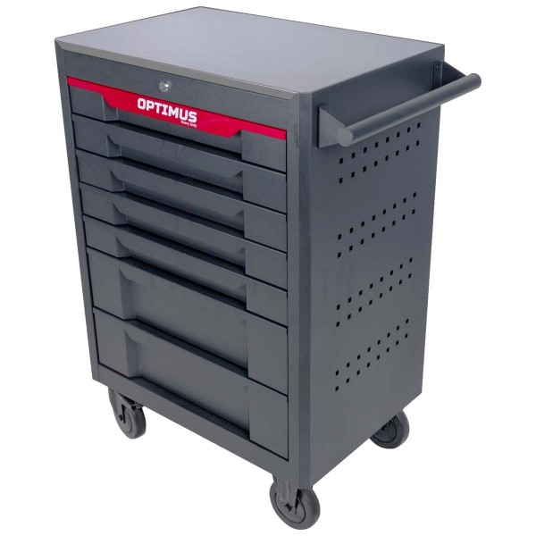 Тележка инструментальная 7 полок с набором инструментов, металлическая столешница OPT-717M