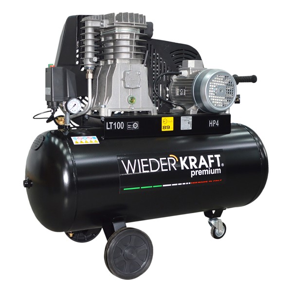 Масляный поршневой компрессор с ременным приводом: 541 л/мин, 10 бар; 380В/3.0 кВт, 100 л WDK-91054