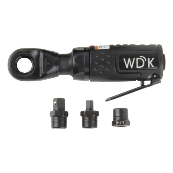 Пневматическая трещотка со сменными приводами 1/4, 3/8, привод для бит 1/4 (6,3 мм) WDK-21340
