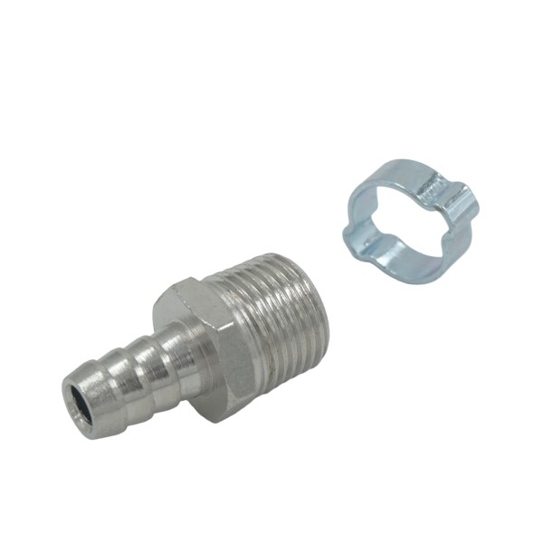 Штуцер пневматический ёлочка с обжимным кольцом, внешняя резьба 1/2, 12 мм OPT-74012HM