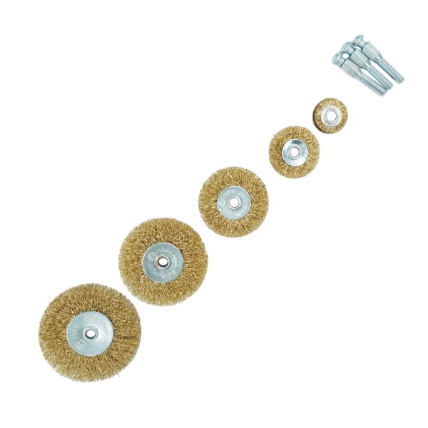Щетки по металлу для дрели/шуруповерта, набор 5 шт., латунированная сталь OPTIMUS-BR110