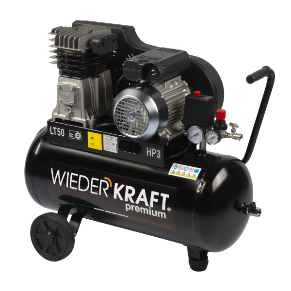 Масляный поршневой компрессор с ременным приводом:320 л/мин, 9 бар; 220 В, ресивер 50 л WDK-90532