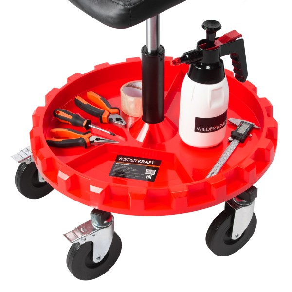 Стул рабочий для автослесаря, детейлинга с лотком для инструмента WDK-86019