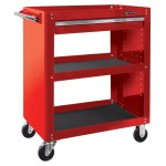 Тележка открытая ОПТИМА, 3 полки и выдвижной ящик, красная МАСТАК 520-01580MR
