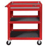 Тележка открытая ОПТИМА, 3 полки и выдвижной ящик, красная МАСТАК 520-01580MR