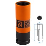 Головка для секретных болтов Hyundai, KIA ударная 1/2, 21 мм KING TONY 9BW4502