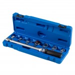 Динамометрический ключ серии FIT, 9х12 мм с набором насадок 10-17 мм, 10-60 Нм, кейс KING TONY 345104D08MR