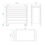 Тележка инструментальная, 7 выдвижных ящиков, SQUAD, широкая KING TONY 87SQ33-7B-BK