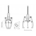 Съемник подшипников 3-х захватный 140 мм, самоцентрирующийся МАСТАК 100-75006