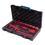 Набор торцевых диэлектрических головок с принадлежностями 1/2, шестигранные, 8-24 мм, 16 предметов KING TONY 45VE01MRV