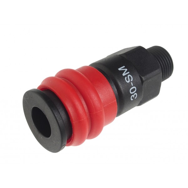 Переходник для компрессора 3/8 быстросъемный композитный с клапаном наружная резьба JTC JTC-JW1071-30SMC
