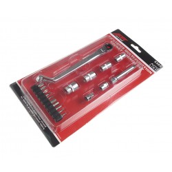 Набор головок торцевых и бит 1/4 7-12мм SL, PH, TORX 18 предметов в кейсе JTC