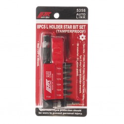 Набор бит 1/4 TORX с отверстием Т10Н-Т40Н с Г-образным держателем 8 предметов JTC