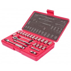 Набор головок торцевых и насадок 1/4 6-ти гранных 5/32-1/2,Т20-Т40 23 предмета в кейсе JTC
