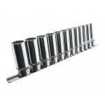 Набор головок торцевых 3/8 12-ти гранных 8-19мм глубоких на планке JTC JTC-T312M