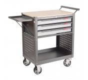 Тележка инструментальная 3 секции серая с открытым отсеком JTC