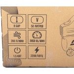 Компрессор пневматический 220В 2.2кВт 8атм. 200л/мин. ресивер-50л поршневой с прямым приводом GTE GTE-MK050200B