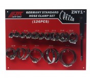 Хомут ленточный ZN12-ZN90 червячный (нержавеющая сталь) с гибким воротком 7мм (стенд) 126 предм. JTC