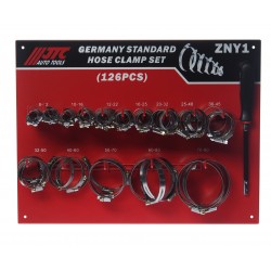 Хомут ленточный ZN12-ZN90 червячный (нержавеющая сталь) с гибким воротком 7мм (стенд) 126 предм. JTC