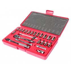Набор головок торцевых и насадок 1/4 6-ти гранных 4-13мм,Т20-Т40 23 предмета в кейсе JTC