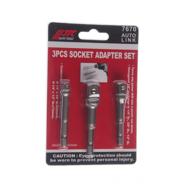 Набор адаптеров для головок торцевых 1/2х73L,3/8x65L,1/4х65L JTC JTC-7670