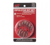 Набор бит 1/4 TORX T7H-T40H с отверстием 10 предметов в кейсе JTC