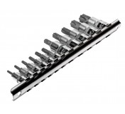 Набор головок торцевых 1/4-3/8 TORX Т10Н-Т60Н с отверстием 11 предметов JTC