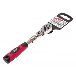 Ключ трещотка 1/4 72 зуба 175-225мм шарнирный телескопический с резиновой рукояткой JTC