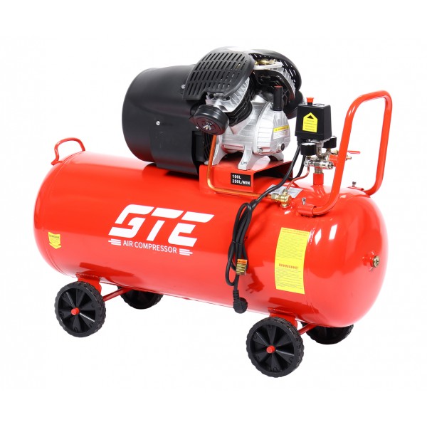 Компрессор пневматический 220В 2.2кВт 8атм. 250л/мин. ресивер-100л поршн. с прям. прив. V-образ. GTE GTE-MC100X250B