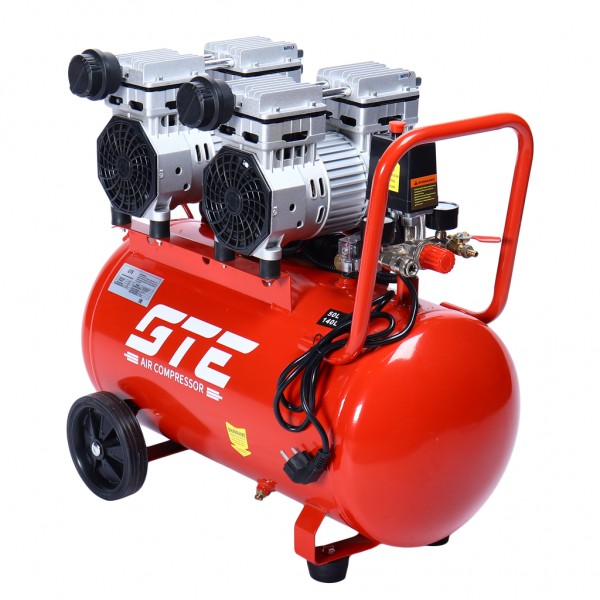 Компрессор пневматический 220В 1.5кВт 8атм.140л/мин. ресивер-50л поршневой безмасляный GTE GTE-HMP050140B