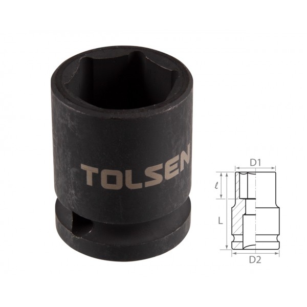 Головка торцевая ударная шестигранная 1/2, 21 мм TOLSEN TT18221