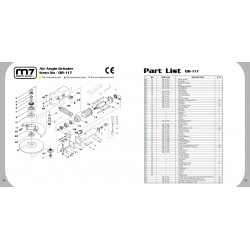 Ремкомплект для шлифмашины пневматической (УШМ) QB-117, подшипник качения MIGHTY SEVEN QB-117P05