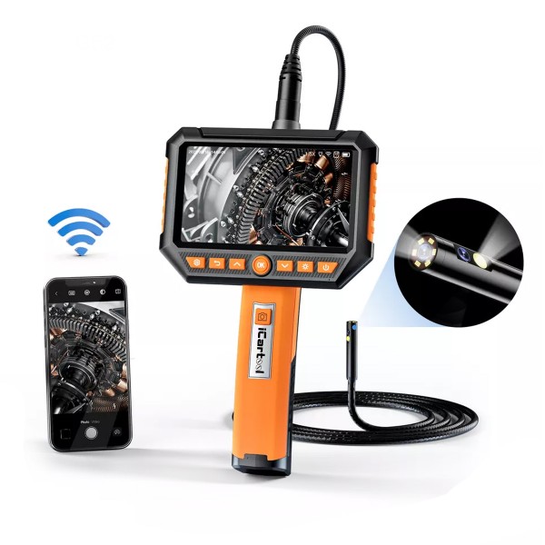 Видеоэндоскоп промышленный, экран 5, 2 камеры, 2Мп, 1920х1080, 1м, 5.5 мм сменный зонд iCartool IC-V116B