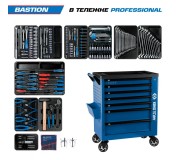 Набор инструментов 204 предмета, BASTION, в синей тележке KING TONY 9G38-100MRB