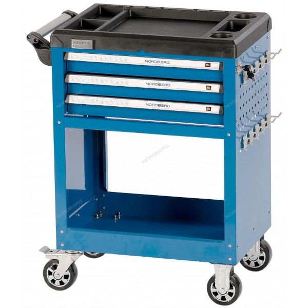 Тележка инструментальная, 3 выдвижных ящика, открытый отсек NORDBERG T4N