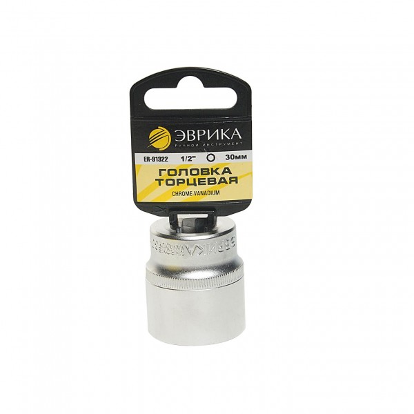 Головка торцевая 30мм 1/2" 6-гранная L=50мм (с держателем) ЭВРИКА   1/48 ER-91322H