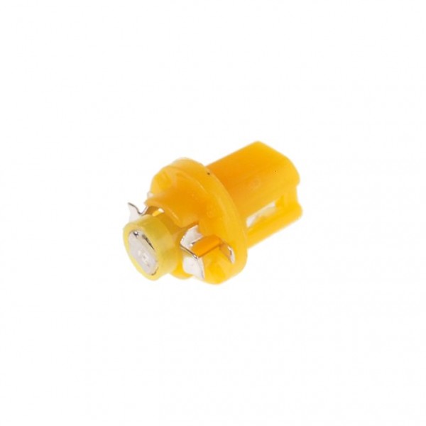 Автолампа T5 (W2*4.6d с патроном B8.5d) 1 SMD 3528  YELLOW 8лм   12V MEGAPOWER /10 /100 M-50213Y