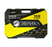Набор инструмента ER-80142 1/4"&3/8"&1/2"DR 6-гранный 142 предмета  ЭВРИКА 1/2
