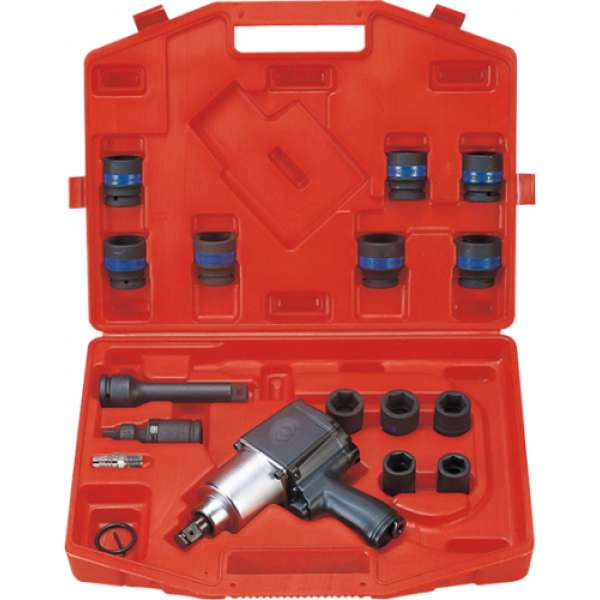 Гайковерт пневматический ударный 3/4, 1085 Нм, с комплектом ударных головок, 18 предметов king tony 64115mp 