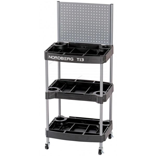 Тележка инструментальная, 3 пластиковые полки, с перфорацией NORDBERG T13