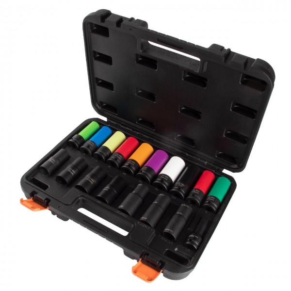 Набор ударных глубоких шестигранных головок 1/2, 15-24 мм, 18 предметов, кейс AFFIX AF00640180C