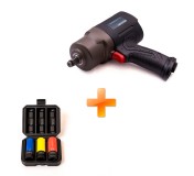 Комплект: Гайковерт пневматический 1/2" с набором ударных головок