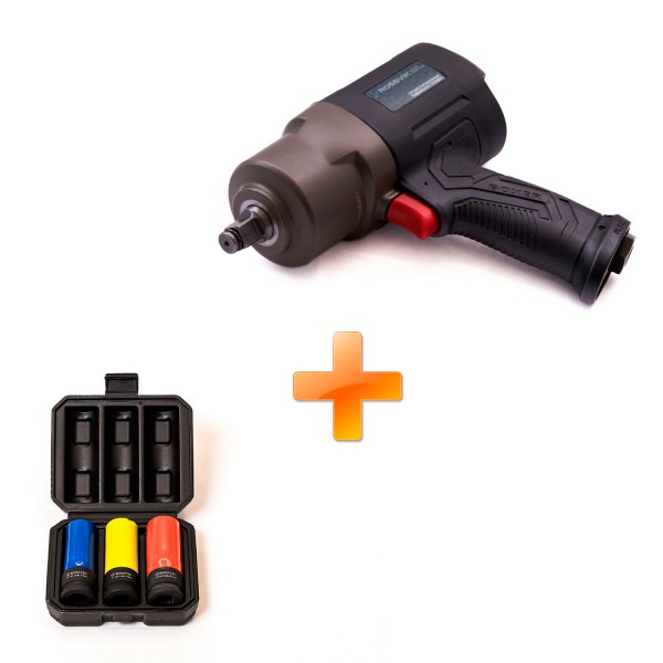 Комплект: Гайковерт пневматический 1/2" с набором ударных головок RT-5276+ST134