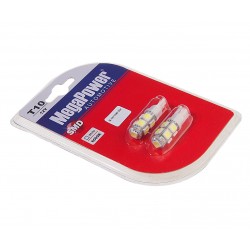 Автолампа T10W (W2,1x9,5d) 9 SMD 5050 WHITE блистер (2 шт) 6000K 180лм   12V MEGAPOWER /1 /50