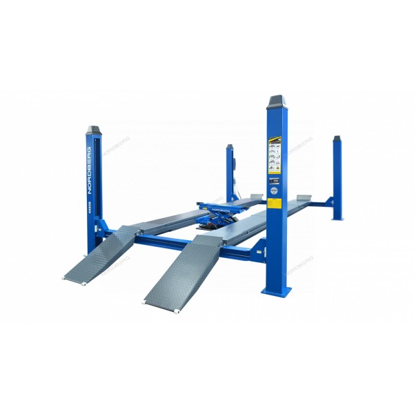 Подъемник четырехстоечный 5 т, с ручной траверсой 2 т N423, для сход-развала, мех. снятие, синий NORDBERG 4450_MB(M2)