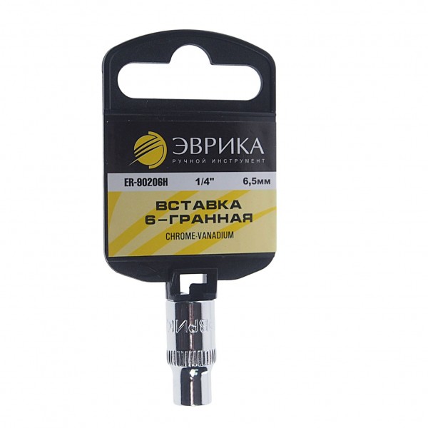 Головка торцевая  6.5мм 1/4" 6-гранная L=30мм (с держателем) ЭВРИКА  /1/24 ER-90206H