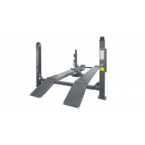 Подъемник 4-стоечный 5 т, c ручной траверсой 3 т N433, для сход-развала, электростопоры,380 В, серый NORDBERG 4450J_EG(M)