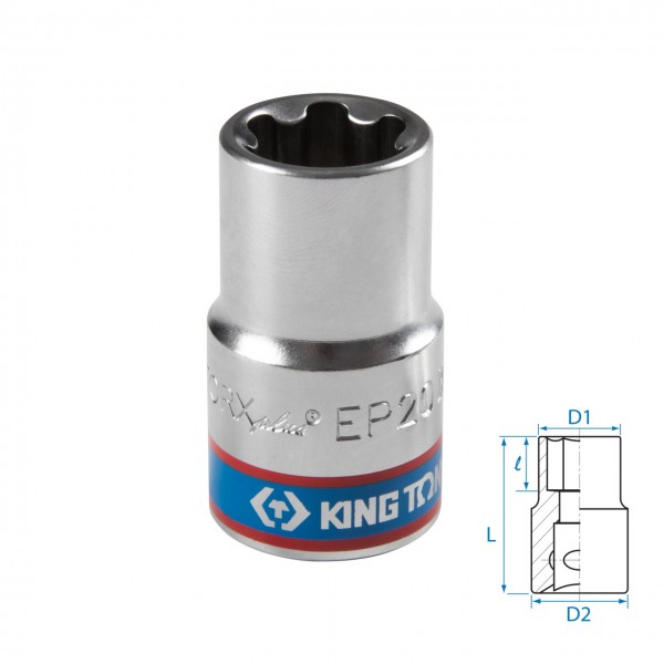 Головка торцевая TORX Plus 1/2, EP20, L = 45 мм KING TONY 433E20M