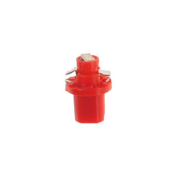 Автолампа T5 (W2*4.6d с патроном B8.5d) 1 SMD 3528  RED 8лм   12V MEGAPOWER /10 /100 M-50213R