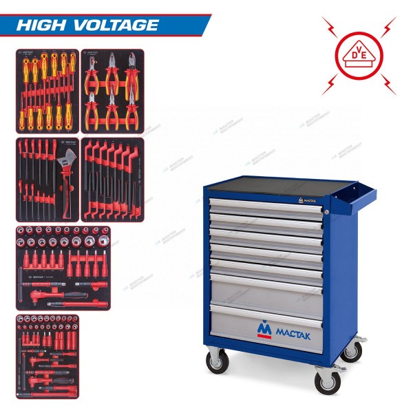 Набор инструментов HIGH VOLTAGE в синей тележке, 117 предметов 934-117AMBE